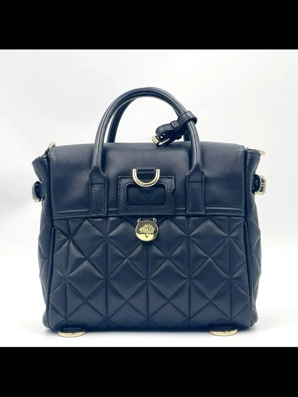 Mulberry Black Quilted Leather Satchel with Gold Hardware